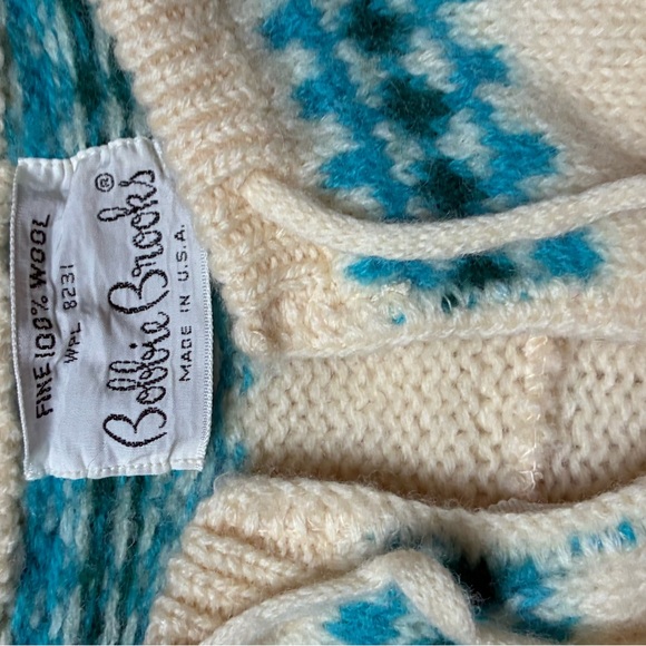 VTG Bobbie Brooks Wool Pom-Pom Scandi Knit, Pastel Nordic Yoke • Winter Wool - Picture 3 of 7